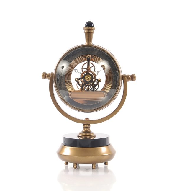 8" x 3.75" x 16.25" Brass Table Clock - Image 3