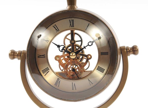 8" x 3.75" x 16.25" Brass Table Clock - Image 5