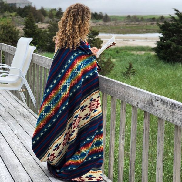 Ultra Soft Southwestern Rainbow Handmade Woven Blanket - Image 3