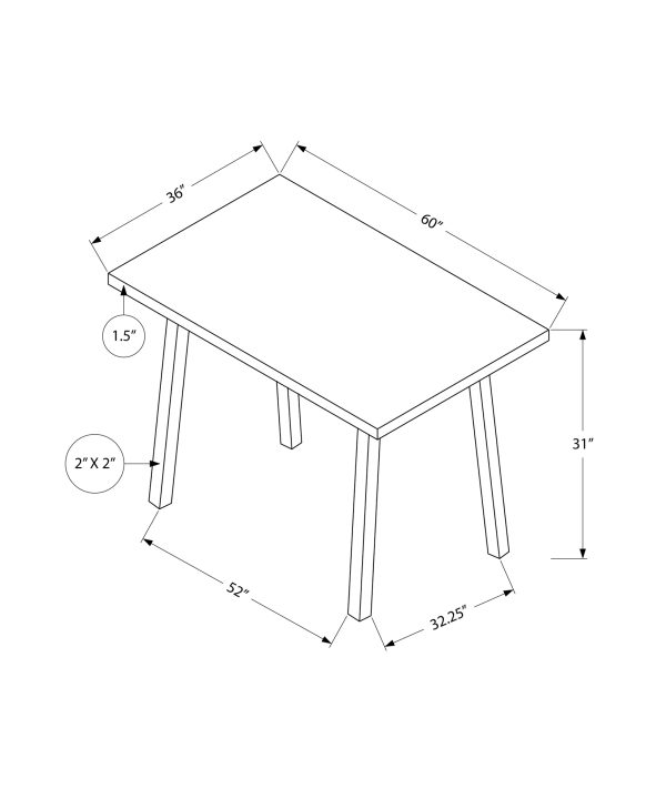 60" X 36" X 31 " Dark Taupe Black Metal Dining Table - Image 5
