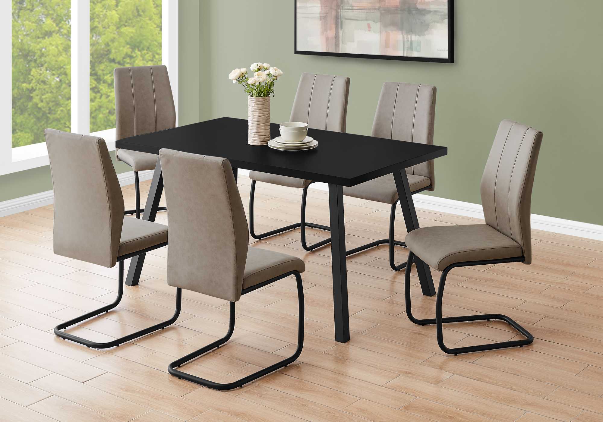 60" X 36" X 31 " Black Black Metal Dining Table - Image 3