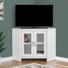 White Corner TV Stand With Glass Doors - Image 3