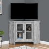 Reclaimed Wood Gray Finish Corner TV Stand With Glass Doors - Image 3