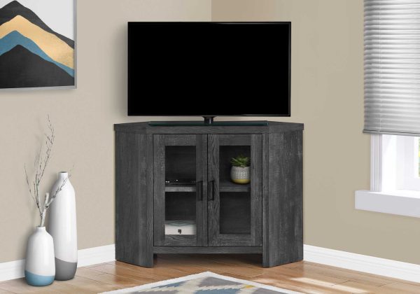 42" X 15.5" X 30" Black Reclaimed Wood-Look Corner Tv Stand - Image 3