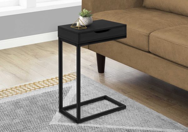 16" X 10.25" X 24.5" Black Metal With A Drawer Accent Table - Image 3
