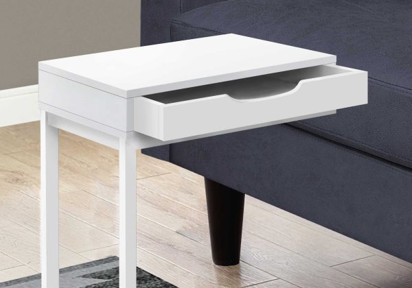 16" X 10.25" X 24.5" White Metal With A Drawer Accent Table - Image 2