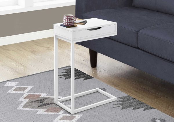 16" X 10.25" X 24.5" White Metal With A Drawer Accent Table - Image 3