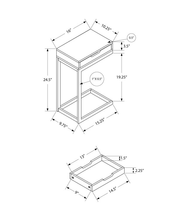 16" X 10.25" X 24.5" White Metal With A Drawer Accent Table - Image 5