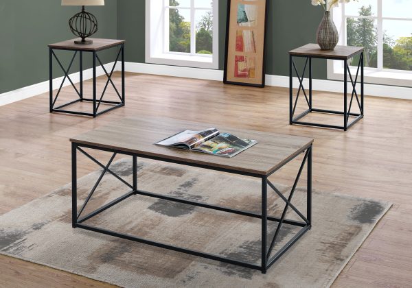 Dark Taupe Black Metal Table Set - 3Pcs Set - Image 3