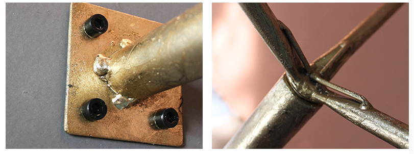 Sleek Round Gray Wood and Goldtone Side End Table 22 H - Image 2