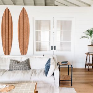 Natural Brown Thin Stripe Surfboard Wall Art