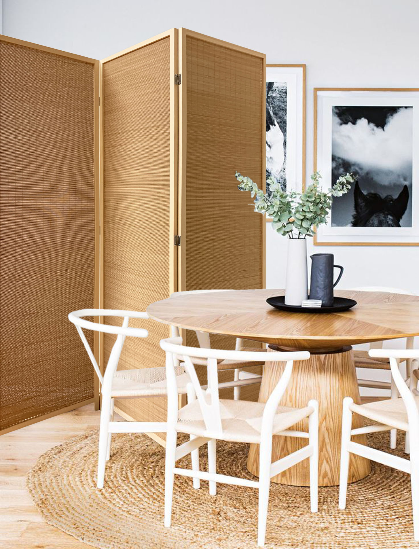 6" Light Bamboo 3 Panel Room Divider Screen - Image 4