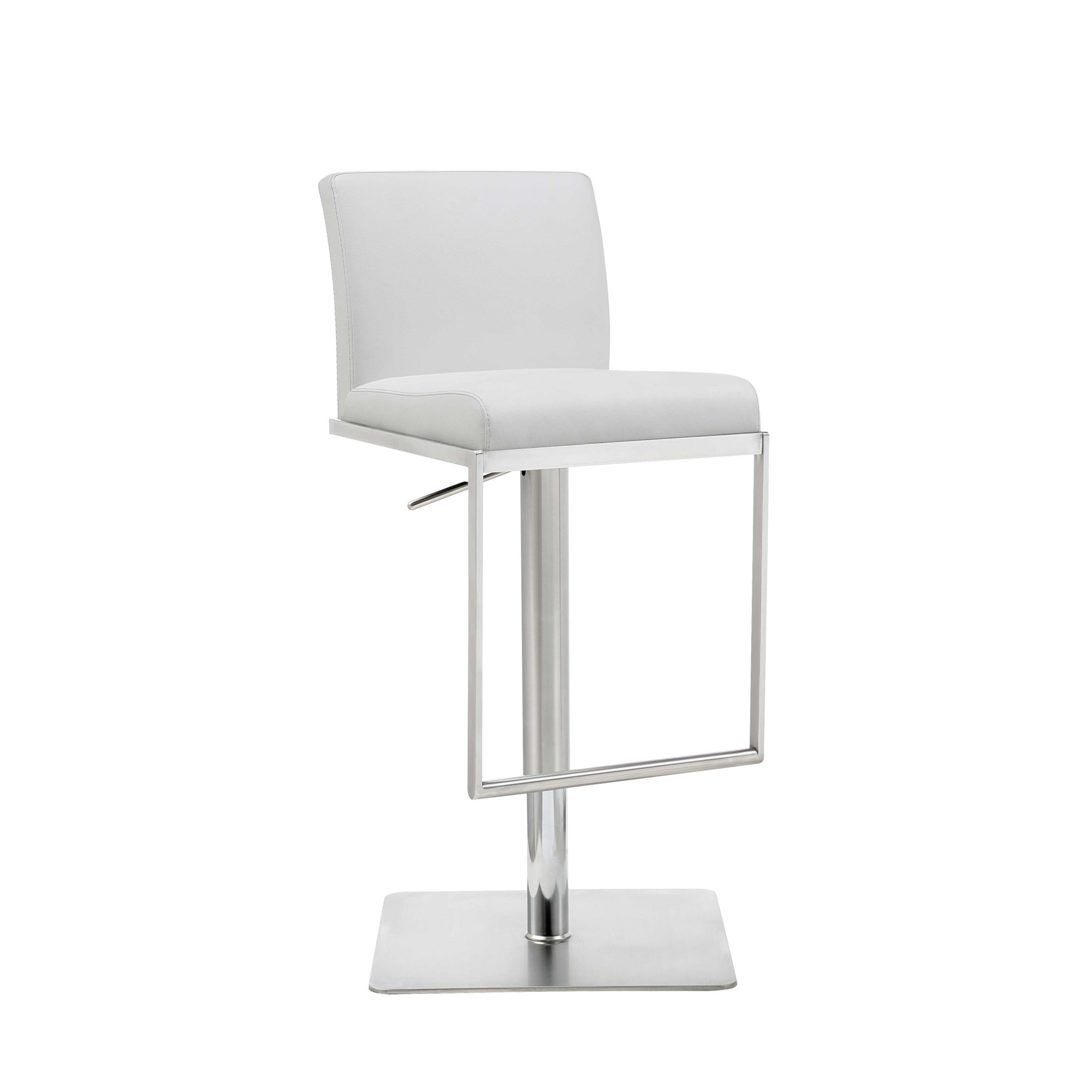 Sleek White Faux Leather Adjustable Bar Stool - Image 2