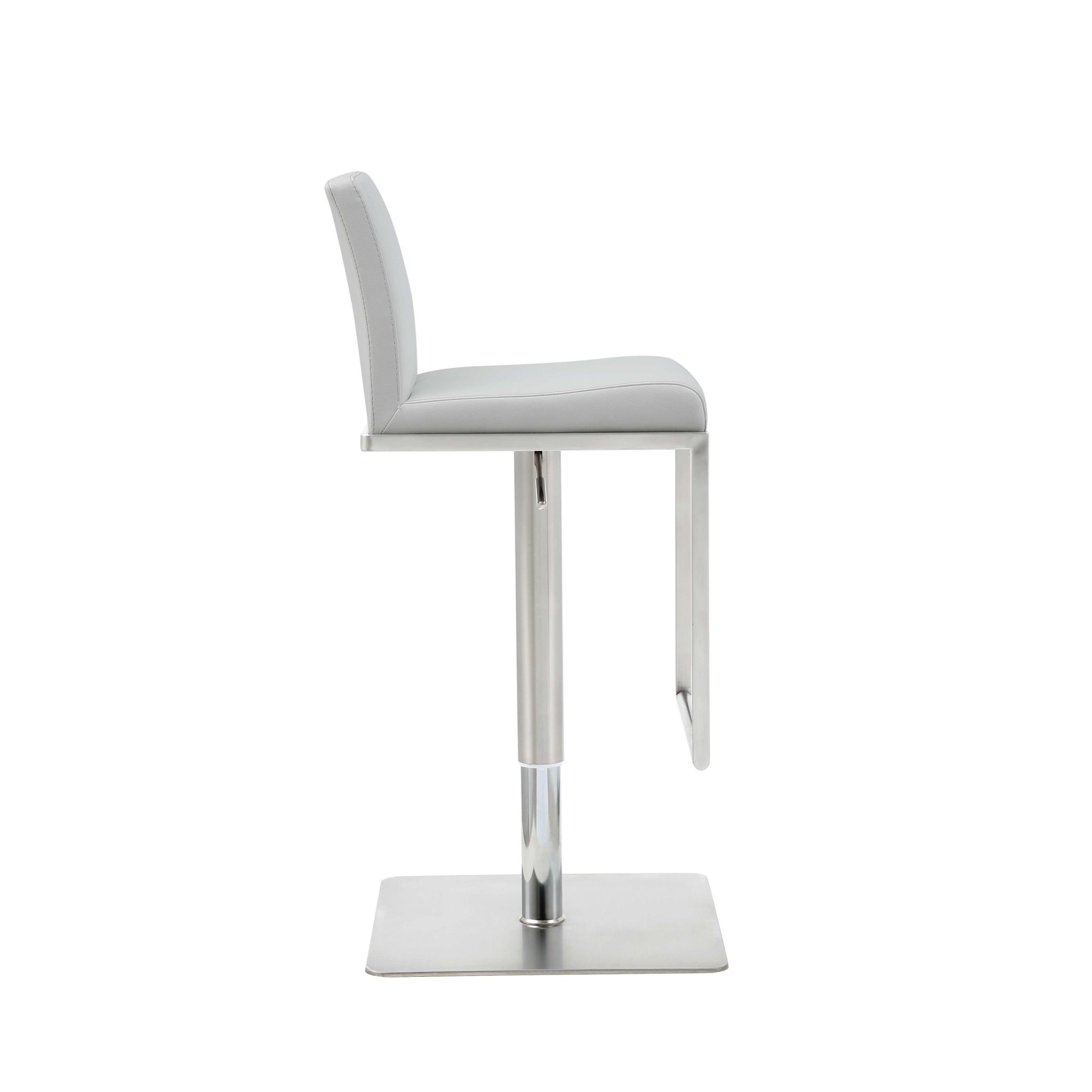 Sleek White Faux Leather Adjustable Bar Stool - Image 3
