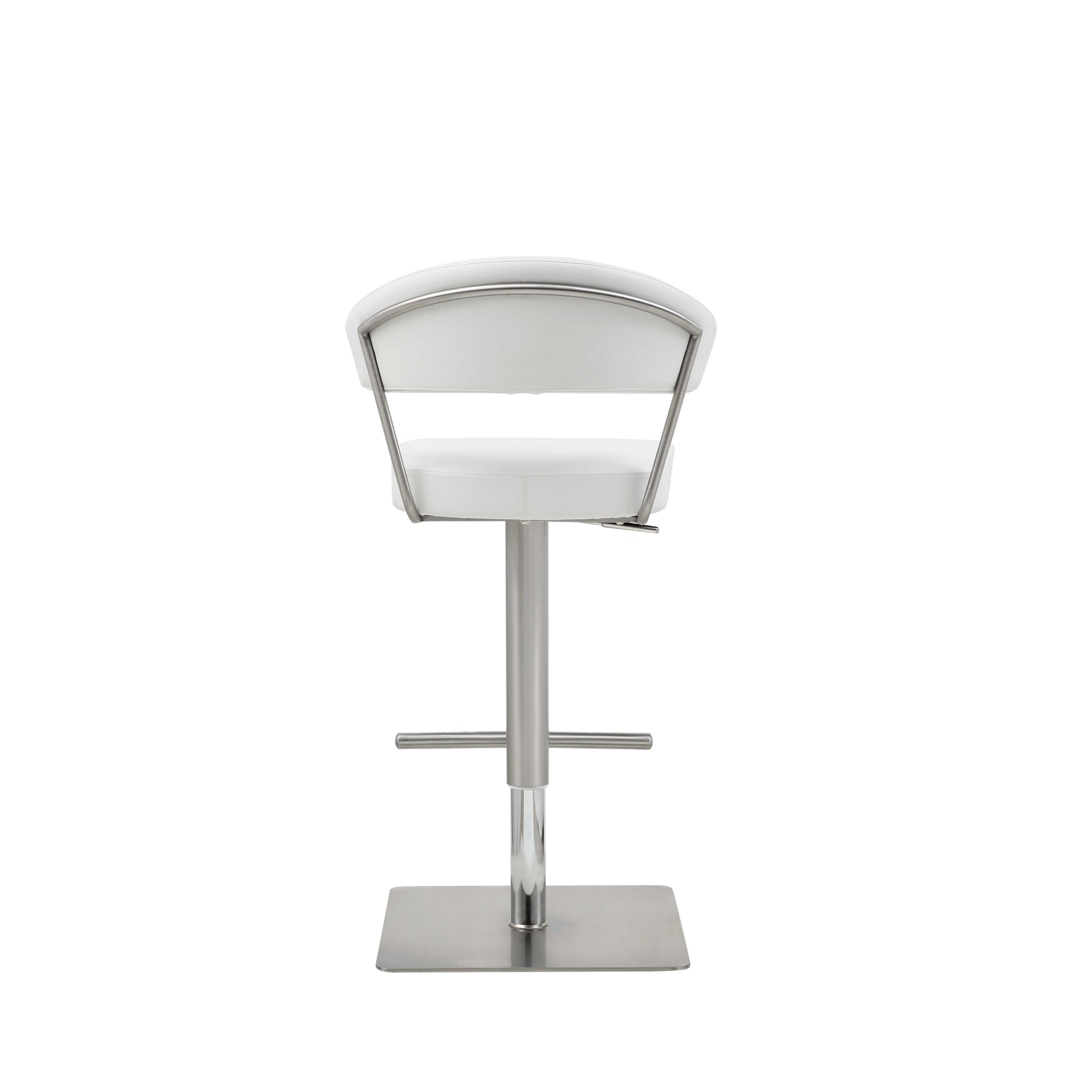 White Faux Leather and Stainless Adjustable Bar Stool - Image 4