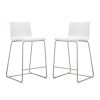 Set of 2 White Faux Leather Low Back Counter Stools