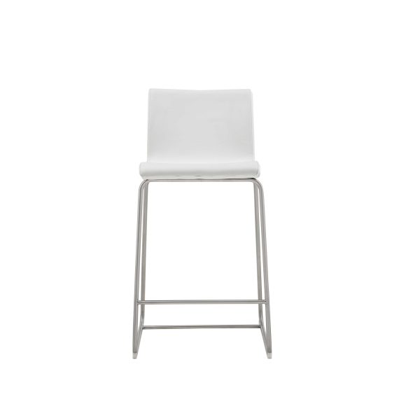 Set of 2 White Faux Leather Low Back Counter Stools - Image 2