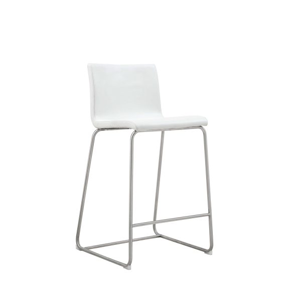 Set of 2 White Faux Leather Low Back Counter Stools - Image 3