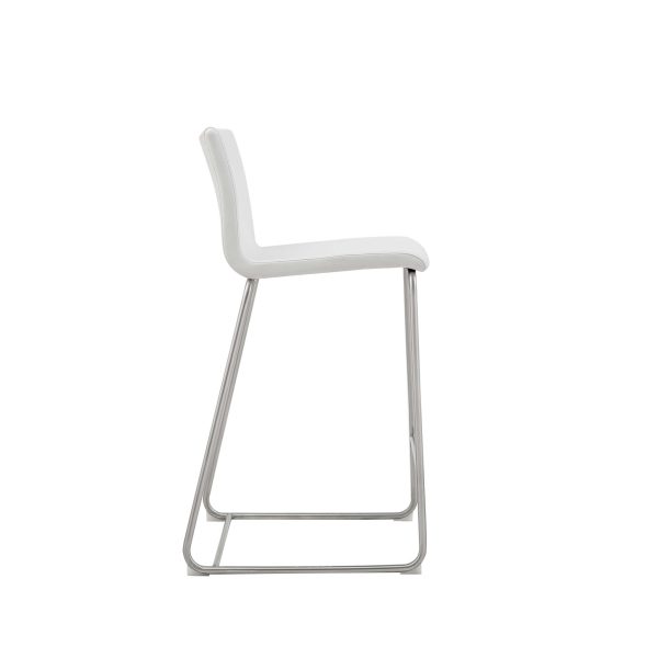 Set of 2 White Faux Leather Low Back Counter Stools - Image 4