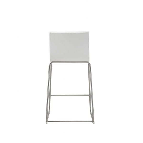 Set of 2 White Faux Leather Low Back Counter Stools - Image 5