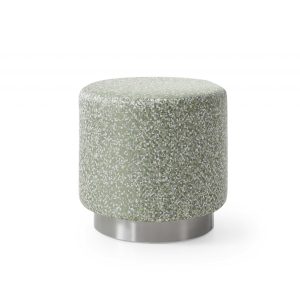 18.5 X 18.5 X 19 Green Fabric Steel Ottoman