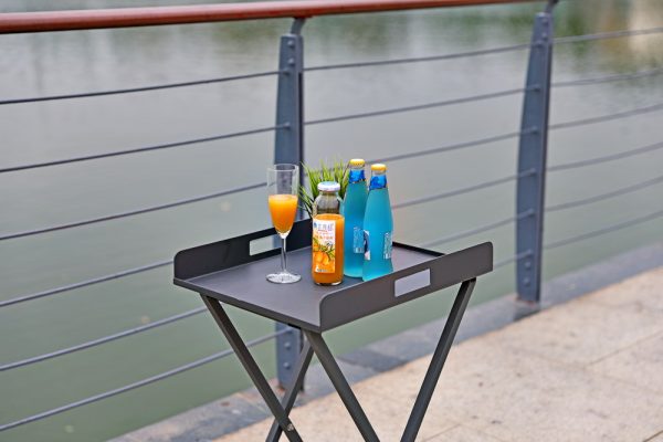 Gray Aluminum Indoor Outdoor Tray Table - Image 2