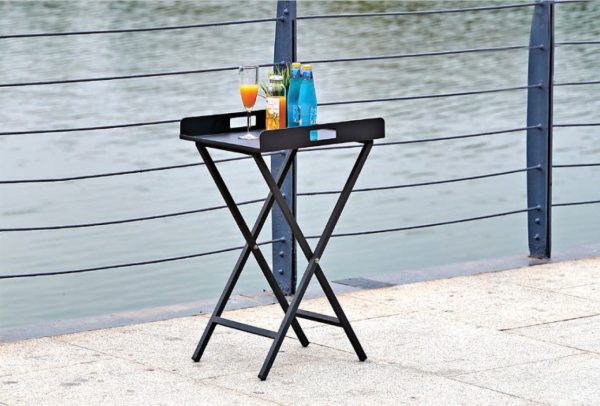 Gray Aluminum Indoor Outdoor Tray Table - Image 3
