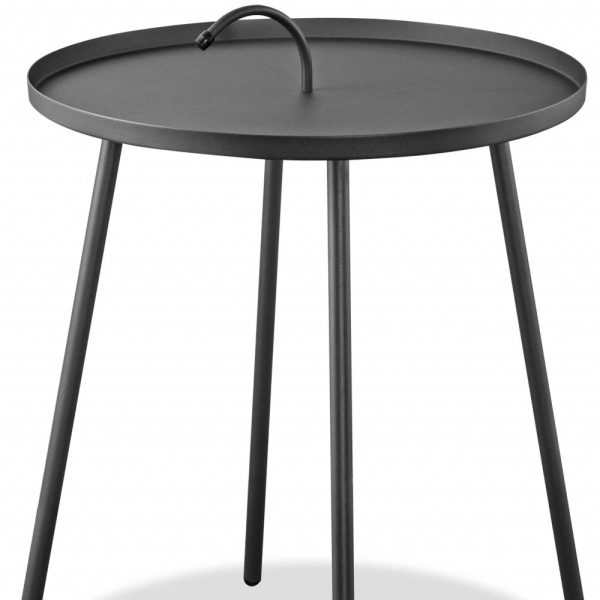 Gray Round Steel End or Side Table - Image 3