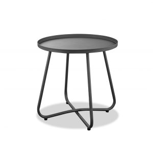 Gray Aluminum Indoor Outdoor Round End Table