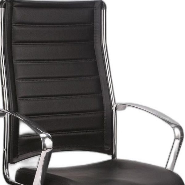 22" x 25.5" x 35.8" Black Leather Chair - Image 5