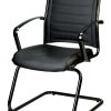 22" x 25.5" x 35.4" Black Leather Guest Chair