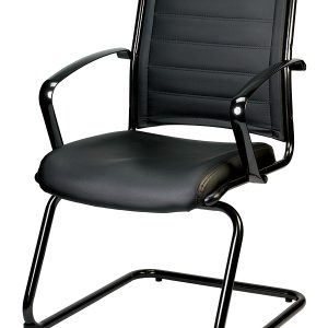 22" x 25.5" x 35.4" Black Leather Guest Chair
