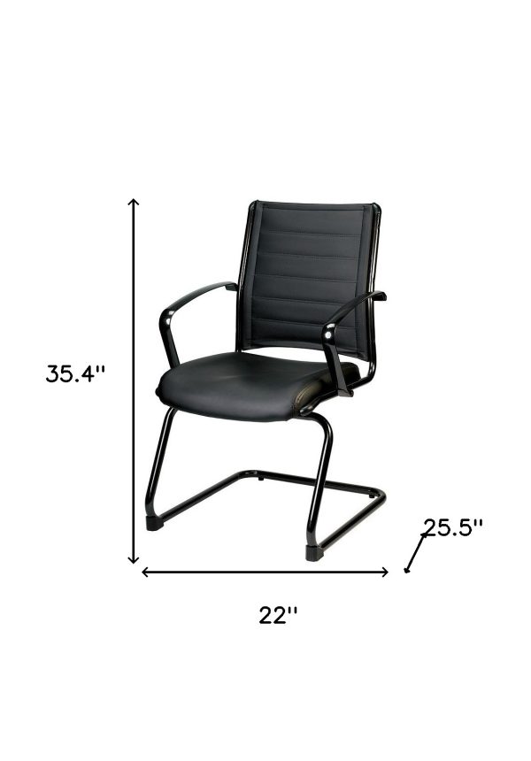 22" x 25.5" x 35.4" Black Leather Guest Chair - Image 2