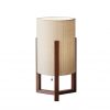 Walnut Wood Finish Cylindrical Linen Shade Table Lamp - Image 3