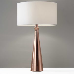 Brushed Copper Metal Finish Tapered Base Table Lamp