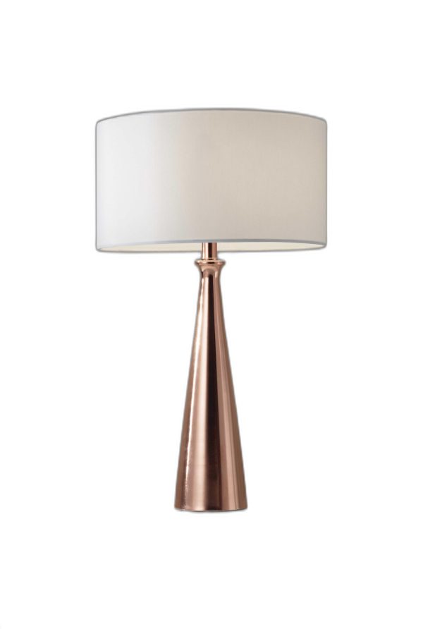 Brushed Copper Metal Finish Tapered Base Table Lamp - Image 2