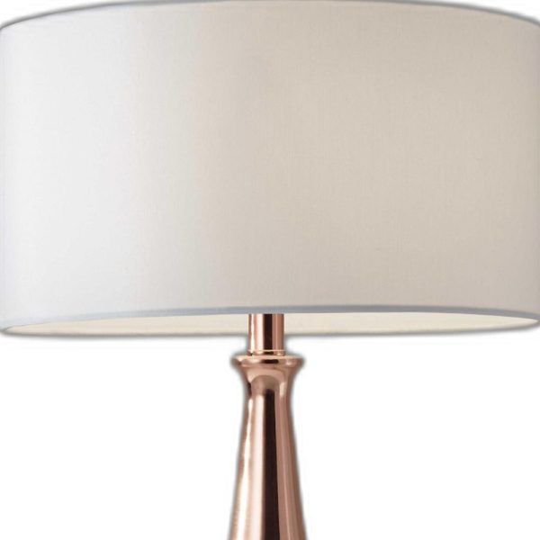 Brushed Copper Metal Finish Tapered Base Table Lamp - Image 4