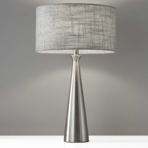 Brushed Steel Metal Finish Tapered BasecTable Lamp