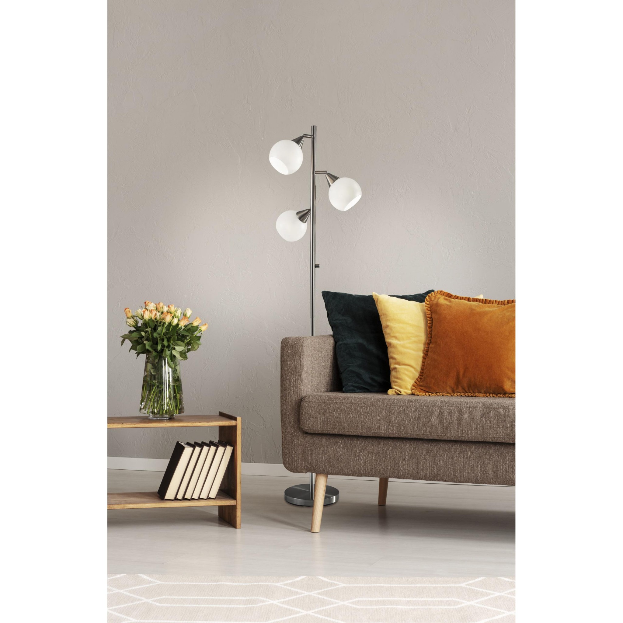 Floor Lamp Brushed Steel Metal Three Adjustable Globes - Image 4