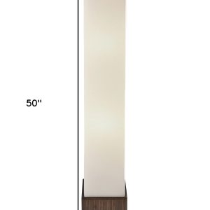 50" Brown Rattan Two Light Column Floor Lamp With White Rectangular Shade