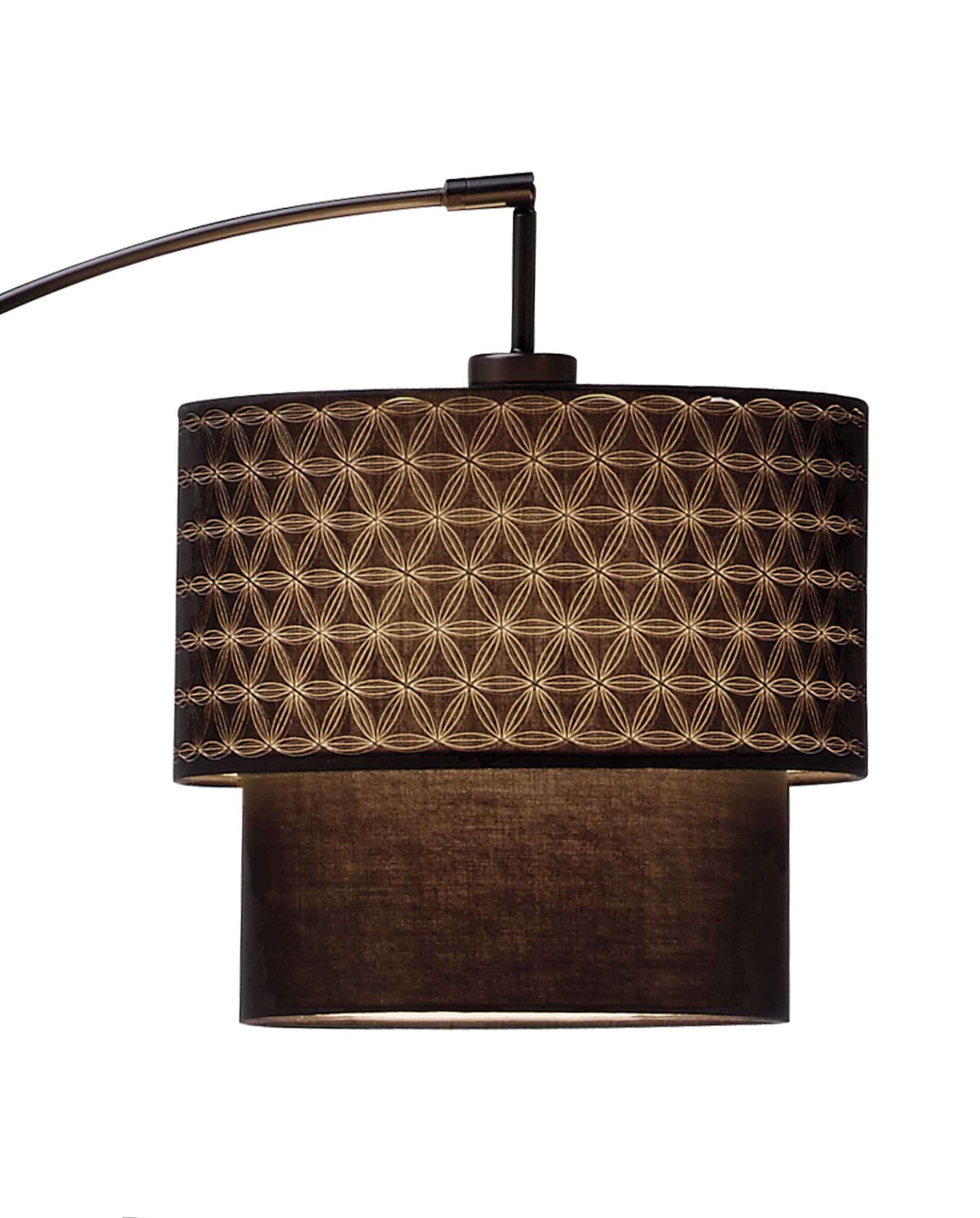 71" Black Arched Floor Lamp With Brown Drum Shade - Image 2