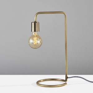 Industrial Antique Brass Finish Metal Desk Lamp With Vintage Edison Bulb