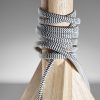 Natural Wood Tripod Base with Grey Felt Tapered Drum Shade Table Lamp - Image 2