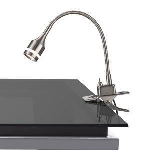 Brushed Steel Metal LED Adjustable Clip Lamp