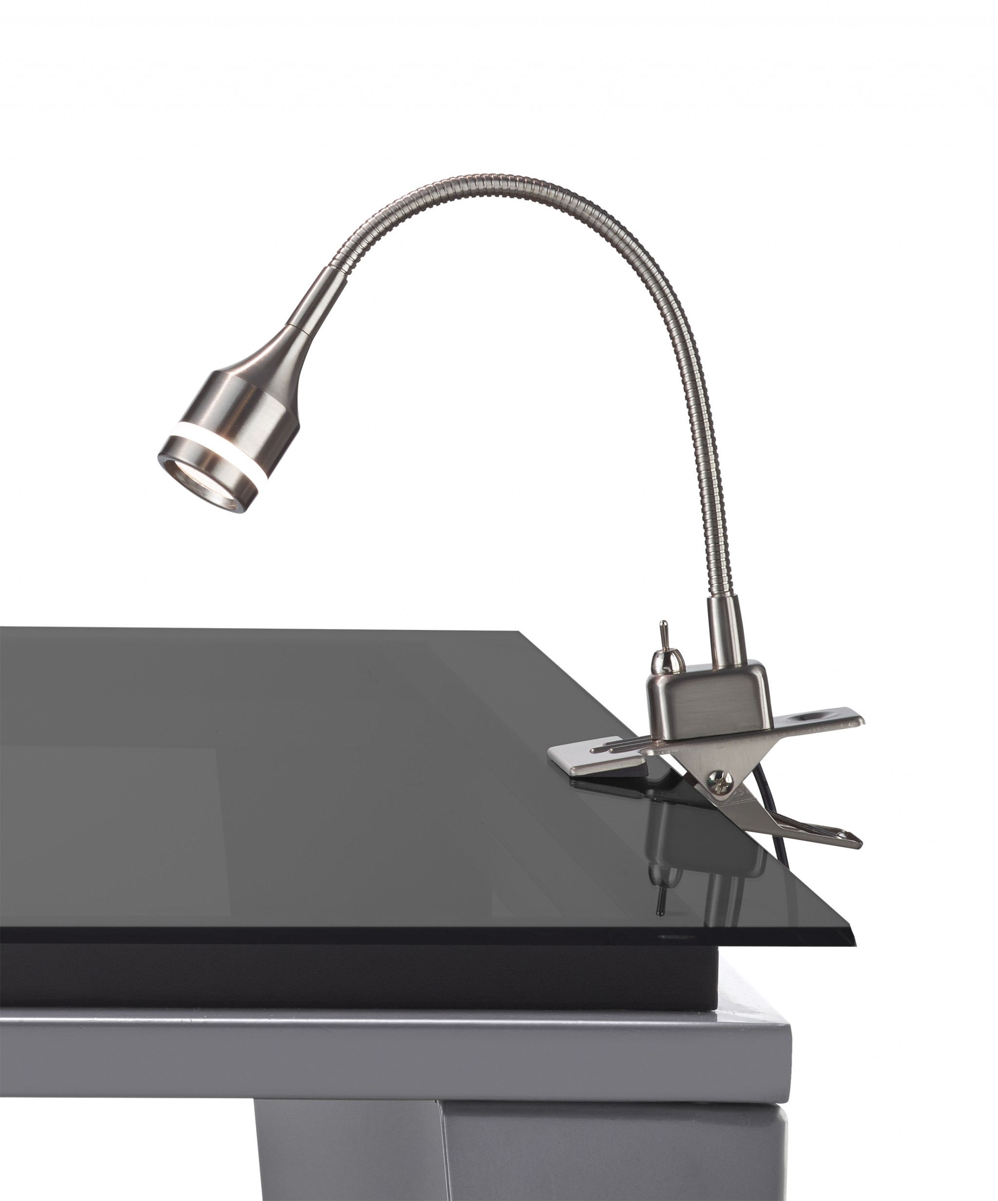 Brushed Steel Metal LED Adjustable Clip Lamp