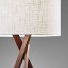 Tripod Leg Walnut Wood Table Lamp - Image 2