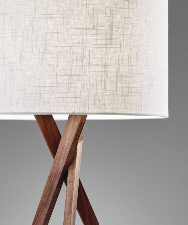 Tripod Leg Walnut Wood Table Lamp - Image 2