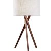 Tripod Leg Walnut Wood Table Lamp - Image 4