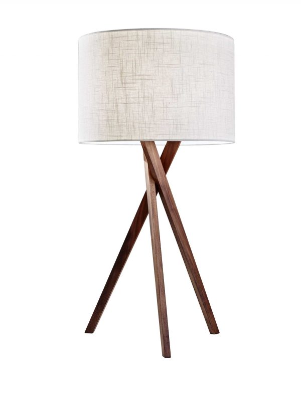 Tripod Leg Walnut Wood Table Lamp - Image 4
