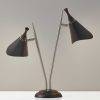 Matte Black Metal Two Light Desk Lamp Smart Outlet Compatible - Image 2